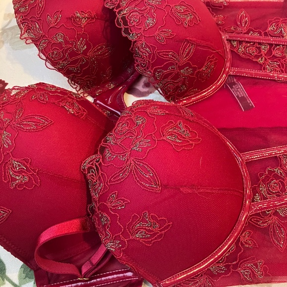 Midnight Affair Embroidery Push-Up Bra, Corset, Panty Set - Picture 9 of 10